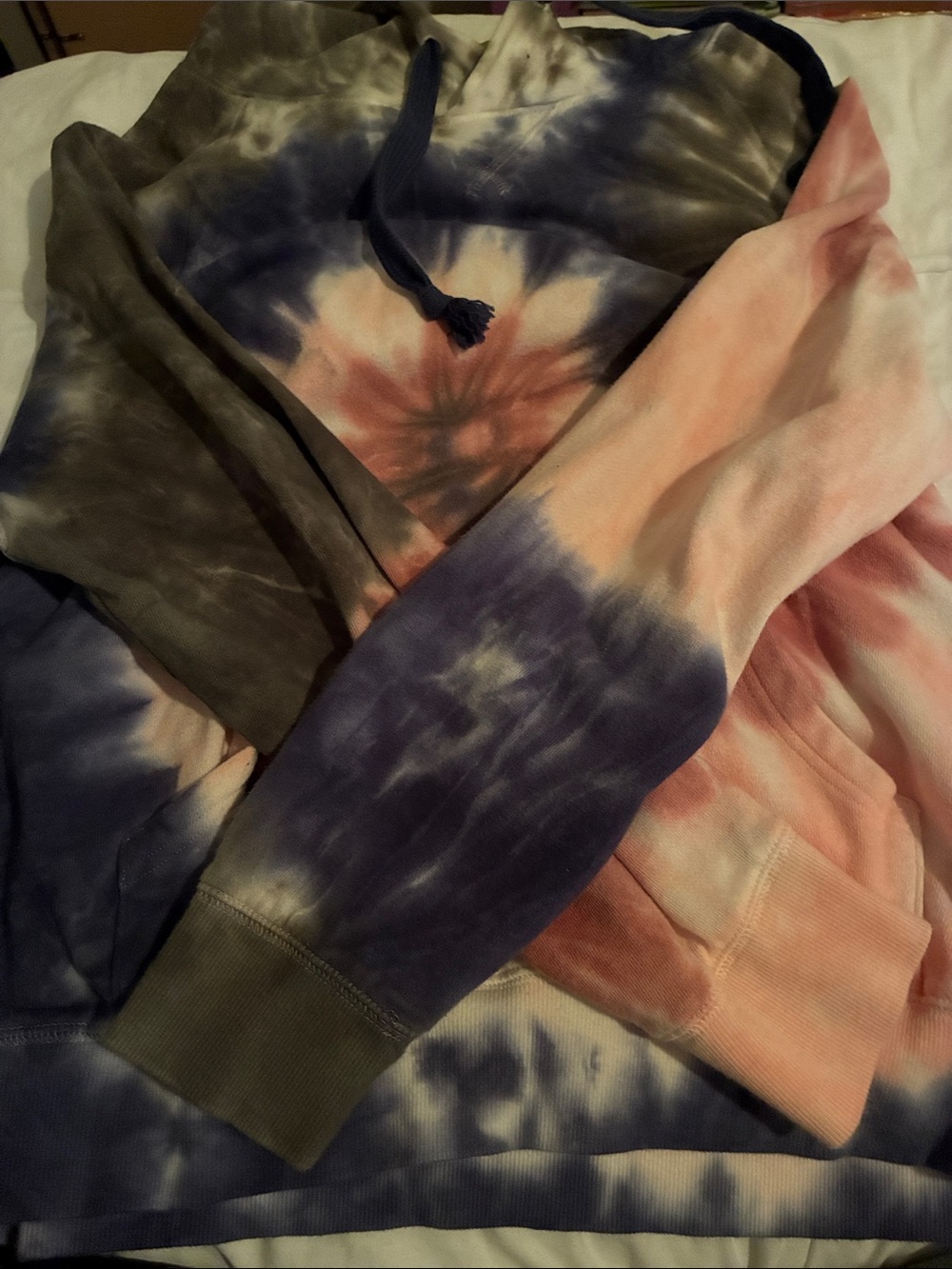 M Tie-Dye Pullover Hoodie in Pink, Blue & Olive